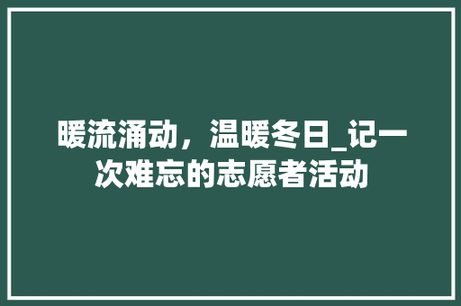 暖流涌动，温暖冬日_记一次难忘的志愿者活动