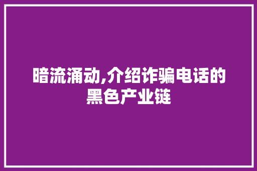 暗流涌动,介绍诈骗电话的黑色产业链