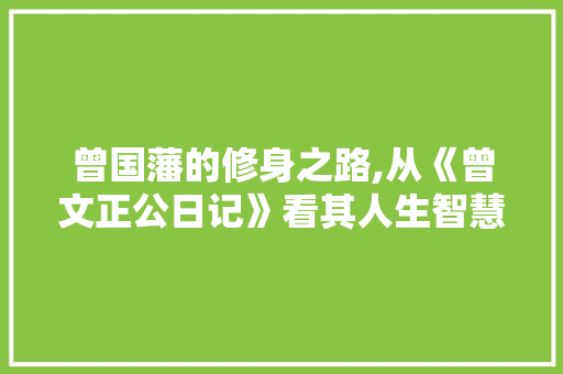 曾国藩的修身之路,从《曾文正公日记》看其人生智慧