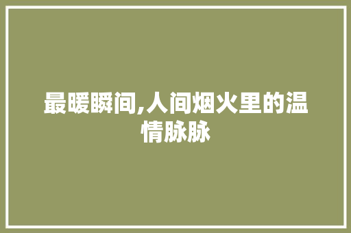 最暖瞬间,人间烟火里的温情脉脉