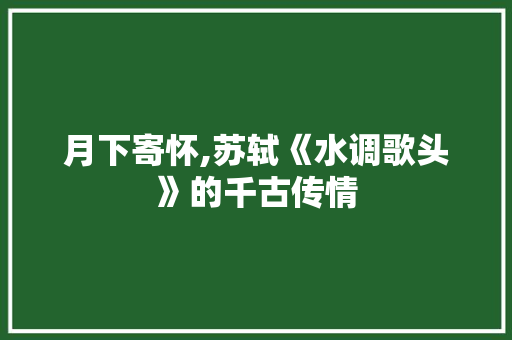 月下寄怀,苏轼《水调歌头》的千古传情