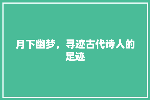 月下幽梦，寻迹古代诗人的足迹