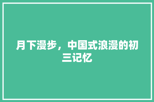 月下漫步，中国式浪漫的初三记忆