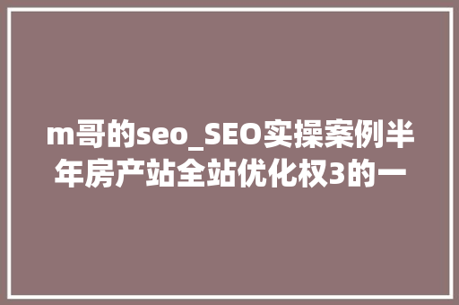 m哥的seo_SEO实操案例半年房产站全站优化权3的一次难忘认知 论文范文