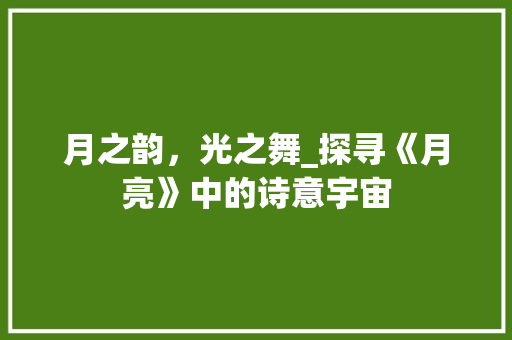 月之韵，光之舞_探寻《月亮》中的诗意宇宙