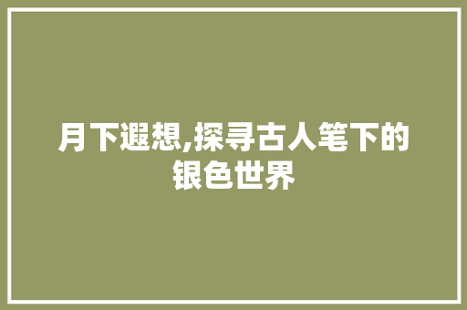 月下遐想,探寻古人笔下的银色世界