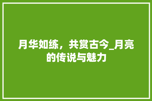 月华如练，共赏古今_月亮的传说与魅力