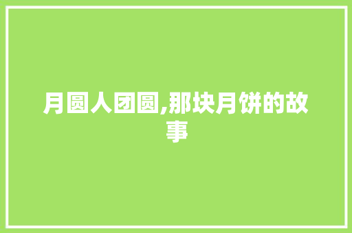 月圆人团圆,那块月饼的故事