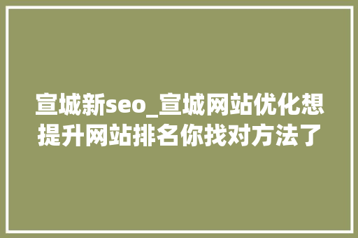 宣城新seo_宣城网站优化想提升网站排名你找对方法了吗