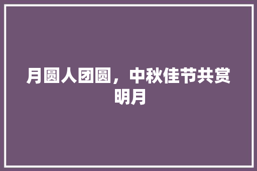 月圆人团圆，中秋佳节共赏明月