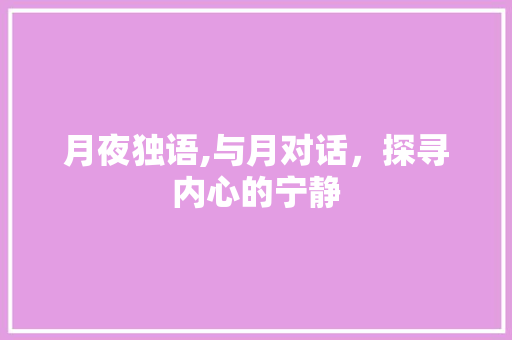 月夜独语,与月对话，探寻内心的宁静