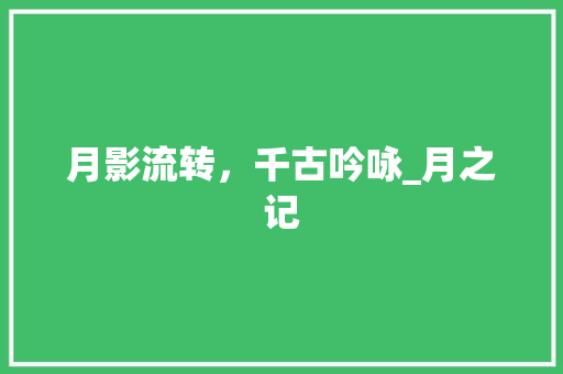 月影流转，千古吟咏_月之记