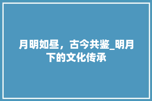 月明如昼，古今共鉴_明月下的文化传承