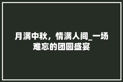 月满中秋，情满人间_一场难忘的团圆盛宴