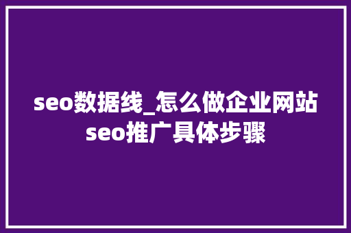 seo数据线_怎么做企业网站seo推广具体步骤