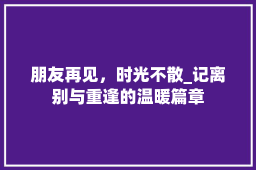 朋友再见，时光不散_记离别与重逢的温暖篇章