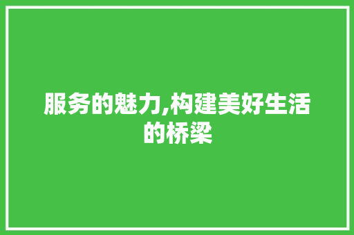 服务的魅力,构建美好生活的桥梁