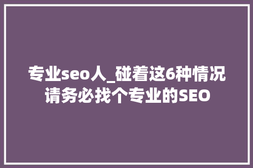 专业seo人_碰着这6种情况请务必找个专业的SEO 致辞范文