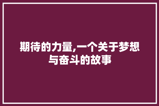 期待的力量,一个关于梦想与奋斗的故事