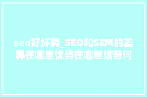 seo好坏势_SEO和SEM的差异在哪里优势在哪里该若何选择