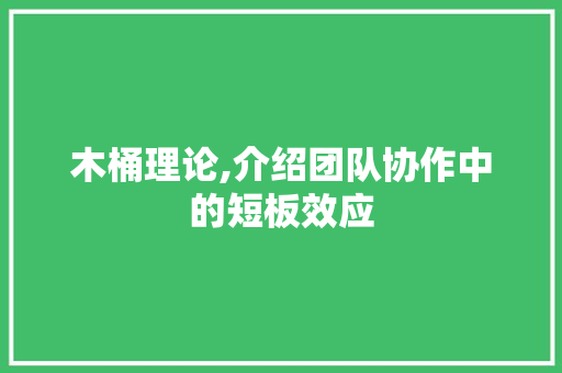 木桶理论,介绍团队协作中的短板效应