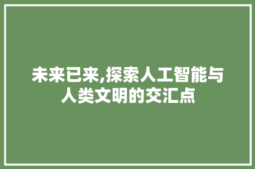 未来已来,探索人工智能与人类文明的交汇点