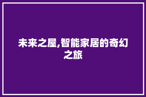 未来之屋,智能家居的奇幻之旅