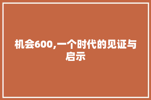 机会600,一个时代的见证与启示