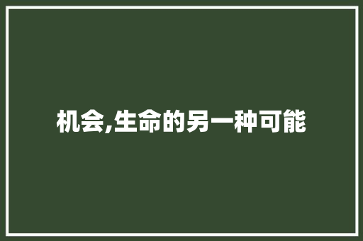 机会,生命的另一种可能