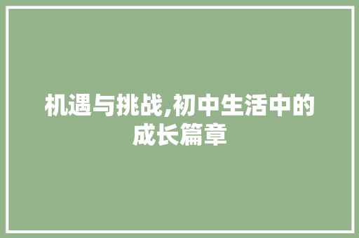 机遇与挑战,初中生活中的成长篇章