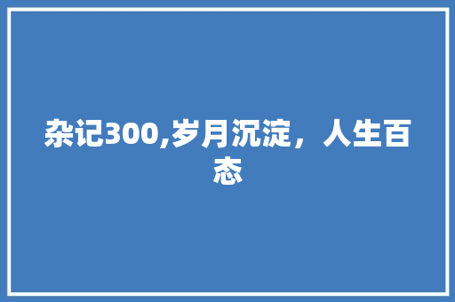 杂记300,岁月沉淀，人生百态