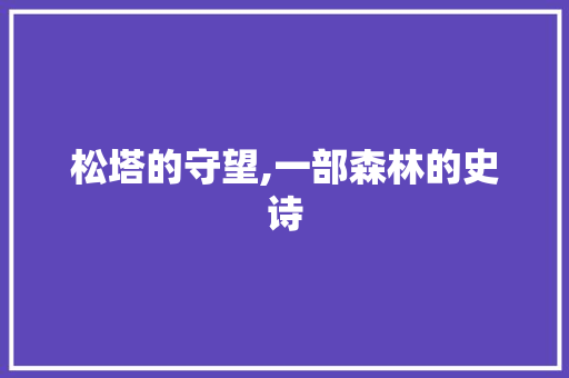 松塔的守望,一部森林的史诗