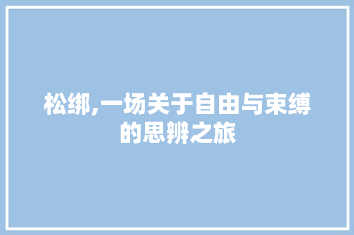 松绑,一场关于自由与束缚的思辨之旅