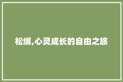 松绑,心灵成长的自由之旅