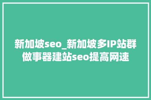 新加坡seo_新加坡多IP站群做事器建站seo提高网速