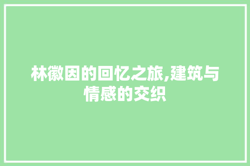 林徽因的回忆之旅,建筑与情感的交织