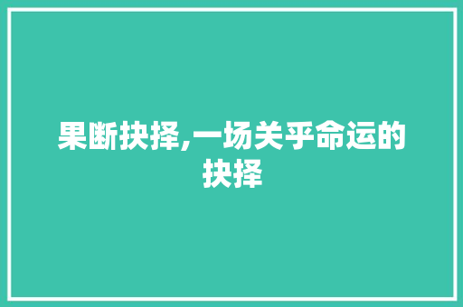 果断抉择,一场关乎命运的抉择