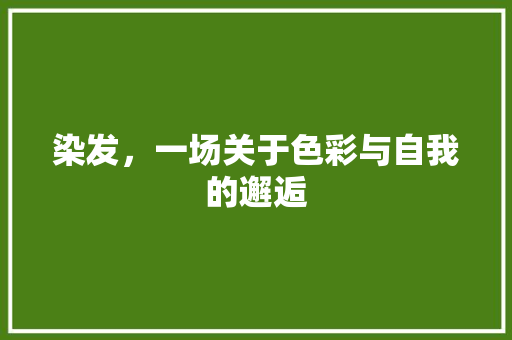 染发，一场关于色彩与自我的邂逅