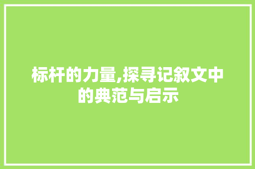 标杆的力量,探寻记叙文中的典范与启示