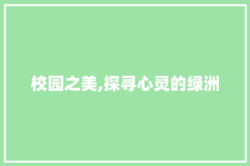 校园之美,探寻心灵的绿洲