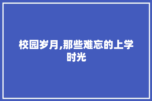 校园岁月,那些难忘的上学时光