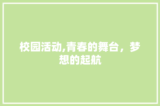 校园活动,青春的舞台，梦想的起航