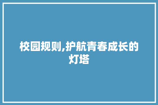 校园规则,护航青春成长的灯塔