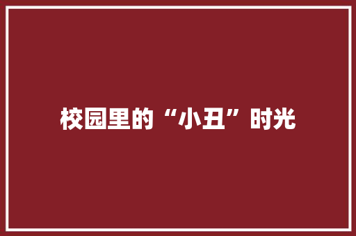 校园里的“小丑”时光