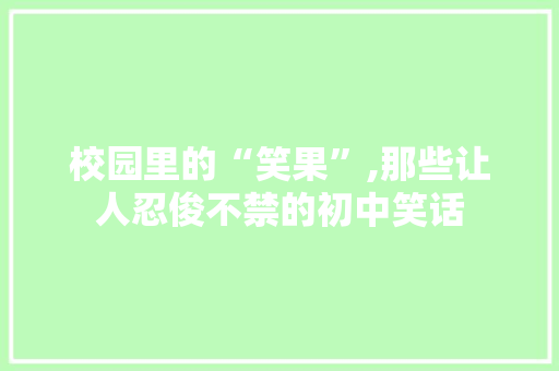 校园里的“笑果”,那些让人忍俊不禁的初中笑话