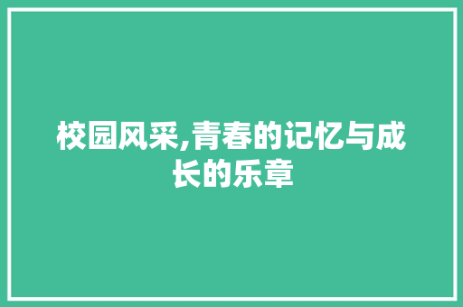 校园风采,青春的记忆与成长的乐章