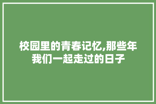 校园里的青春记忆,那些年我们一起走过的日子