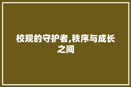 校规的守护者,秩序与成长之间