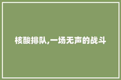 核酸排队,一场无声的战斗