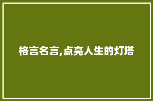 格言名言,点亮人生的灯塔